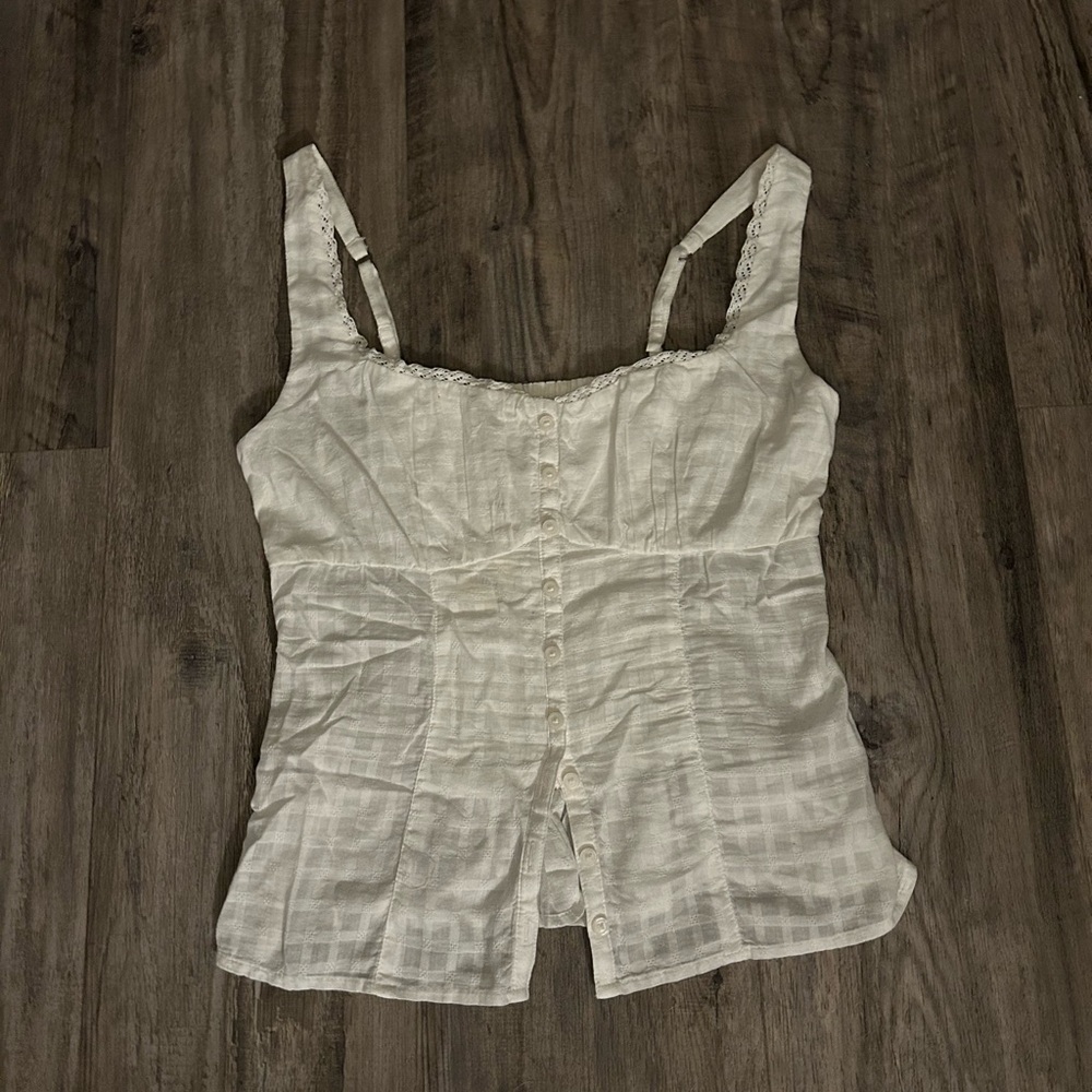 Hollister White Sleeveless Blouse